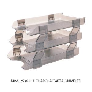Charola Carta – Color Humo – 3 Niveles – Mod 2536 HU – Sablon Charola Carta - Color Humo - 3 Niveles - Mod 2536 HU - Sablon