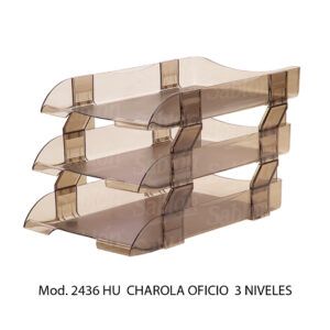 Charola Oficio – Color Humo – 3 Niveles – Mod 2436 HU – Sablon Charola Oficio - Color Humo - 3 Niveles - Mod 2436 HU - Sablon