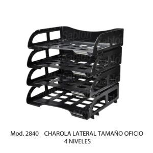 Charola lateral Oficio – Color Negro – 4 Niveles – Mod 2840 NE – Sablon Charola lateral Oficio - Color Negro - 4 Niveles - Mod 2840 NE - Sablon