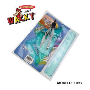 Juego de Geometria con Regla de 20 cm y Compas – Mod 1093 – Linea Wacky – Sablon Juego de Geometria con Regla de 20 cm y Compas - Mod 1093 - Linea Wacky - Sablon