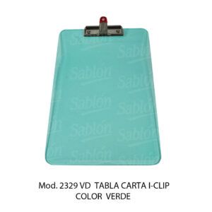 Tabla de apoyo carta con broche Iclip – Color Verde – Mod 2329 VD – Sablon Tabla de apoyo carta con broche Iclip - Color Verde - Mod 2329 VD - Sablon
