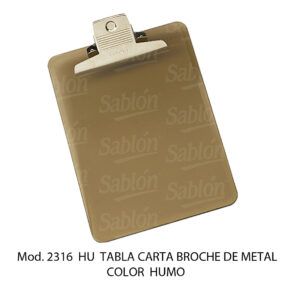 Tabla de apoyo carta con broche de metal – Color Humo – Mod 2316 HU – Sablon Tabla de apoyo carta con broche de metal - Color Humo - Mod 2316 HU - Sablon