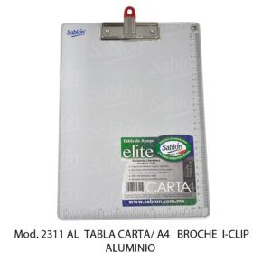 Tabla de apoyo de Aluminio A4 con Broche Iclip – Mod 2311 – Sablon Tabla de apoyo de Aluminio A4 con Broche Iclip - Mod 2311 - Sablon