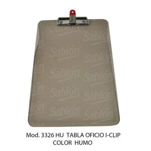 Tabla de apoyo oficio con broche Iclip – Color Humo – Mod 3326 HU – Sablon Tabla de apoyo oficio con broche Iclip - Color Humo - Mod 3326 HU - Sablon