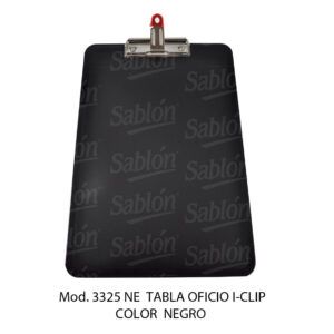 Tabla de apoyo oficio con broche Iclip – Color Negro – Mod 3325 NE – Sablon Tabla de apoyo oficio con broche Iclip - Color Negro - Mod 3325 NE - Sablon
