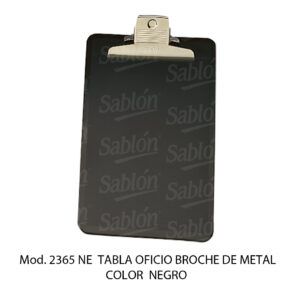 Tabla de apoyo oficio con broche de metal – Color Negro – Mod 2365 NE – Sablon Tabla de apoyo oficio con broche de metal - Color Negro - Mod 2365 NE - Sablon