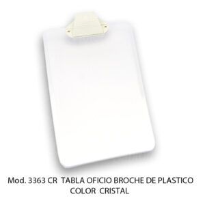 Tabla de apoyo oficio con broche de plastico – Color Cristal – Mod 3363 CR – Sablon Tabla de apoyo oficio con broche de plastico - Color Cristal - Mod 3363 CR - Sablon