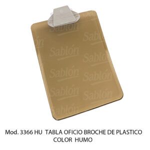 Tabla de apoyo oficio con broche de plastico – Color Humo – Mod 3366 HU – Sablon Tabla de apoyo oficio con broche de plastico - Color Humo - Mod 3366 HU - Sablon