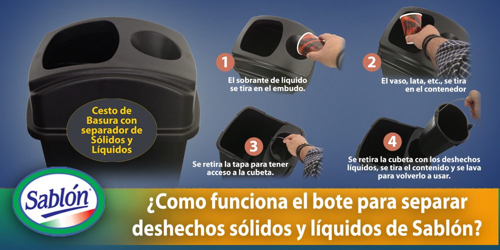 Bote de Basura para separar deshechos solidos y liquidos – Sablon Bote de Basura para separar deshechos solidos y liquidos - Sablón