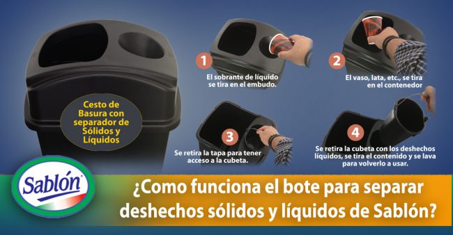 Bote de Basura para separar deshechos solidos y liquidos - Sablón
