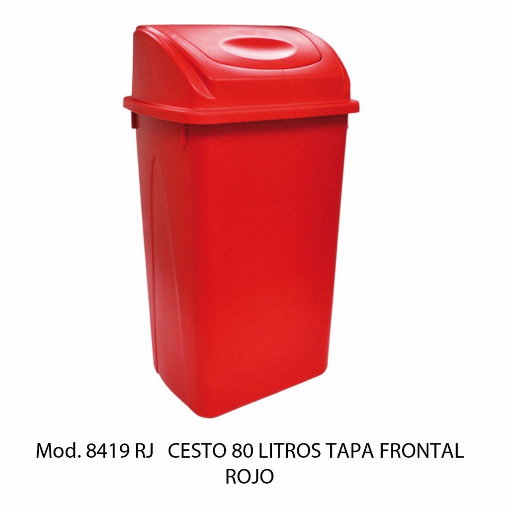 Bote de basura de 80 litros con tapa balancín frontal - Sablón