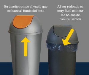 Coloca fácilmente tu bolsa de basura Sablon en cualquiera de nuestros botes redondos Sablón