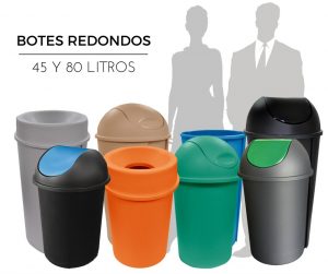 Direfentes modelos de botes de basura redondos de Sablón