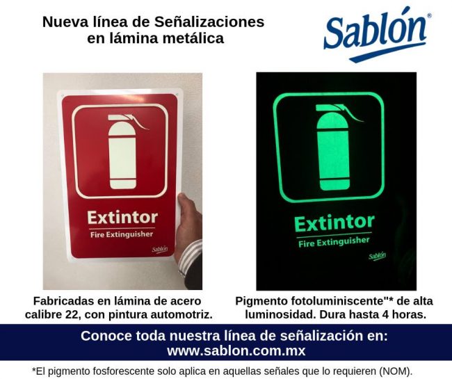 Señales con pigmento fotoluminiscente y con pintura automotríz