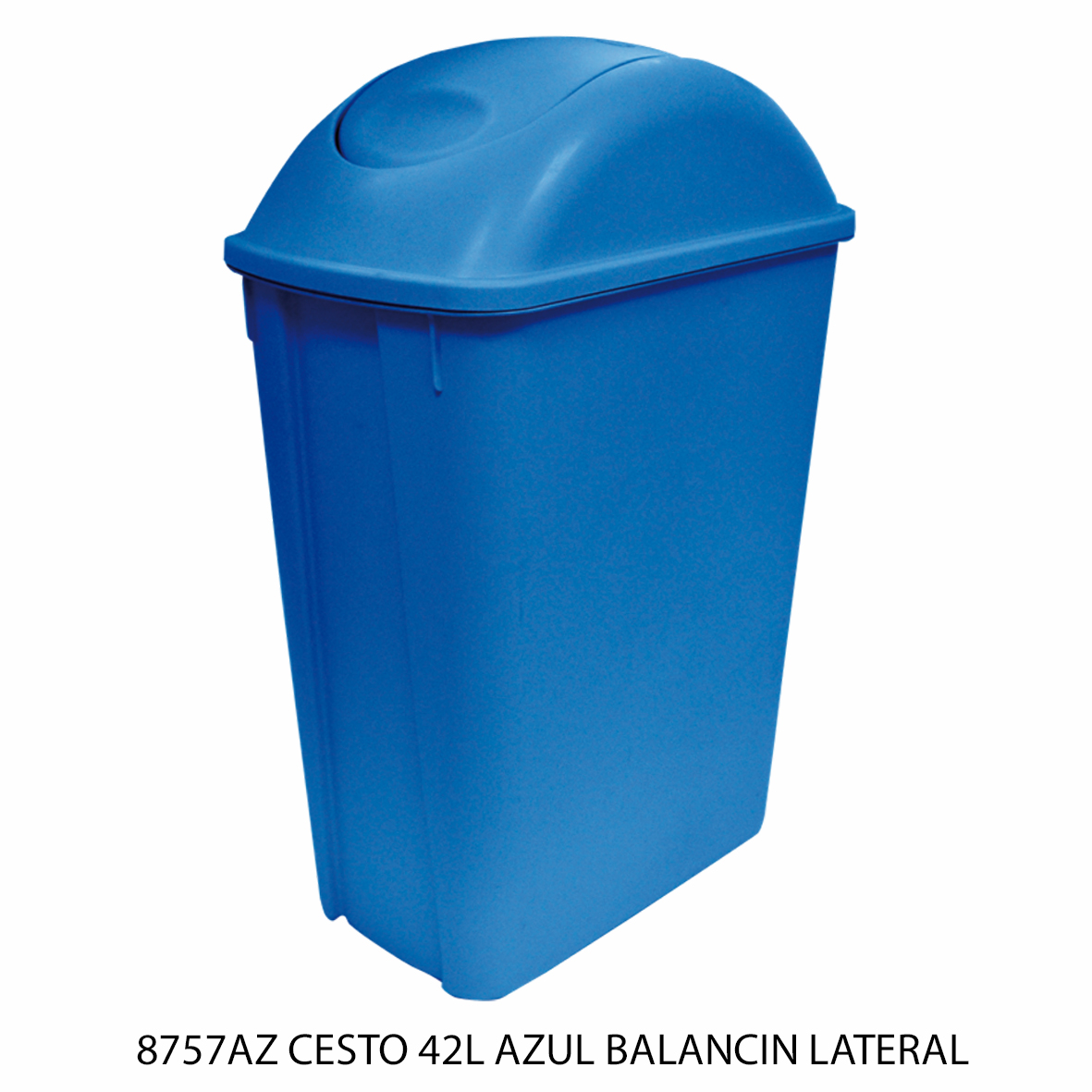 Bote de basura mediano de 42 litros con balancín lateral color azul modelo 8757AZ de Sablón