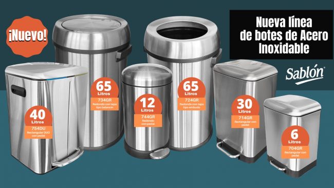 Botes de basura de acero inoxidable de Sablon Botes de basura de acero inoxidable de Sablon