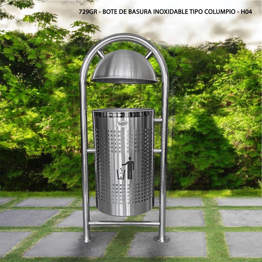 729GR - BOTE DE BASURA INOXIDABLE TIPO COLUMPIO