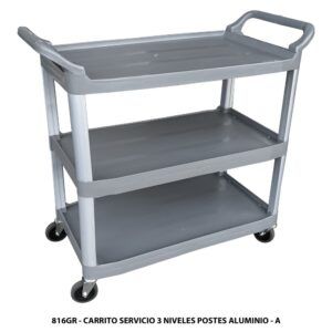 816GR - CARRITO SERVICIO 3 NIVELES POSTES ALUMINIO