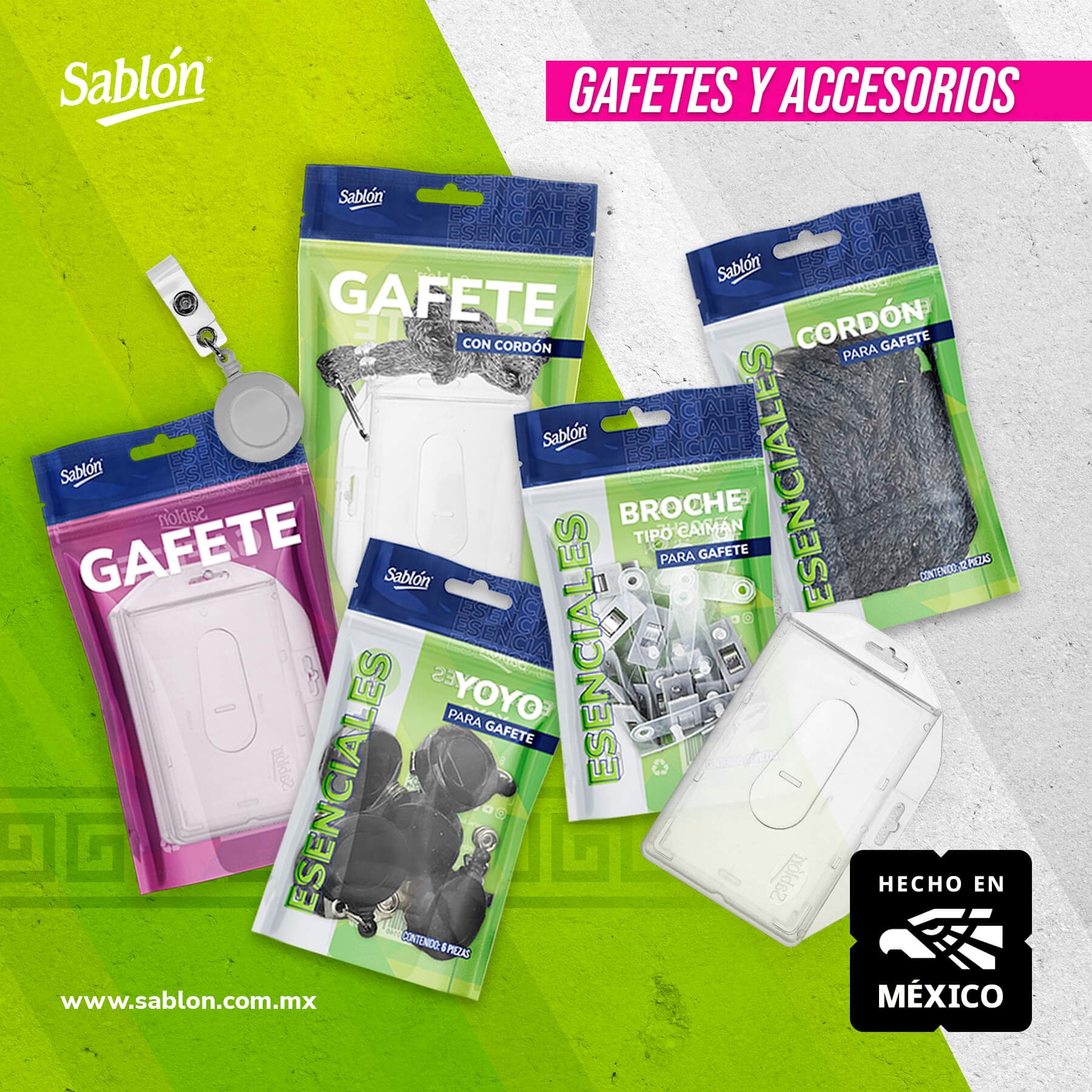 HECHO EN MÉXICO SABLON PORTA GAFETE IDENFITICACION