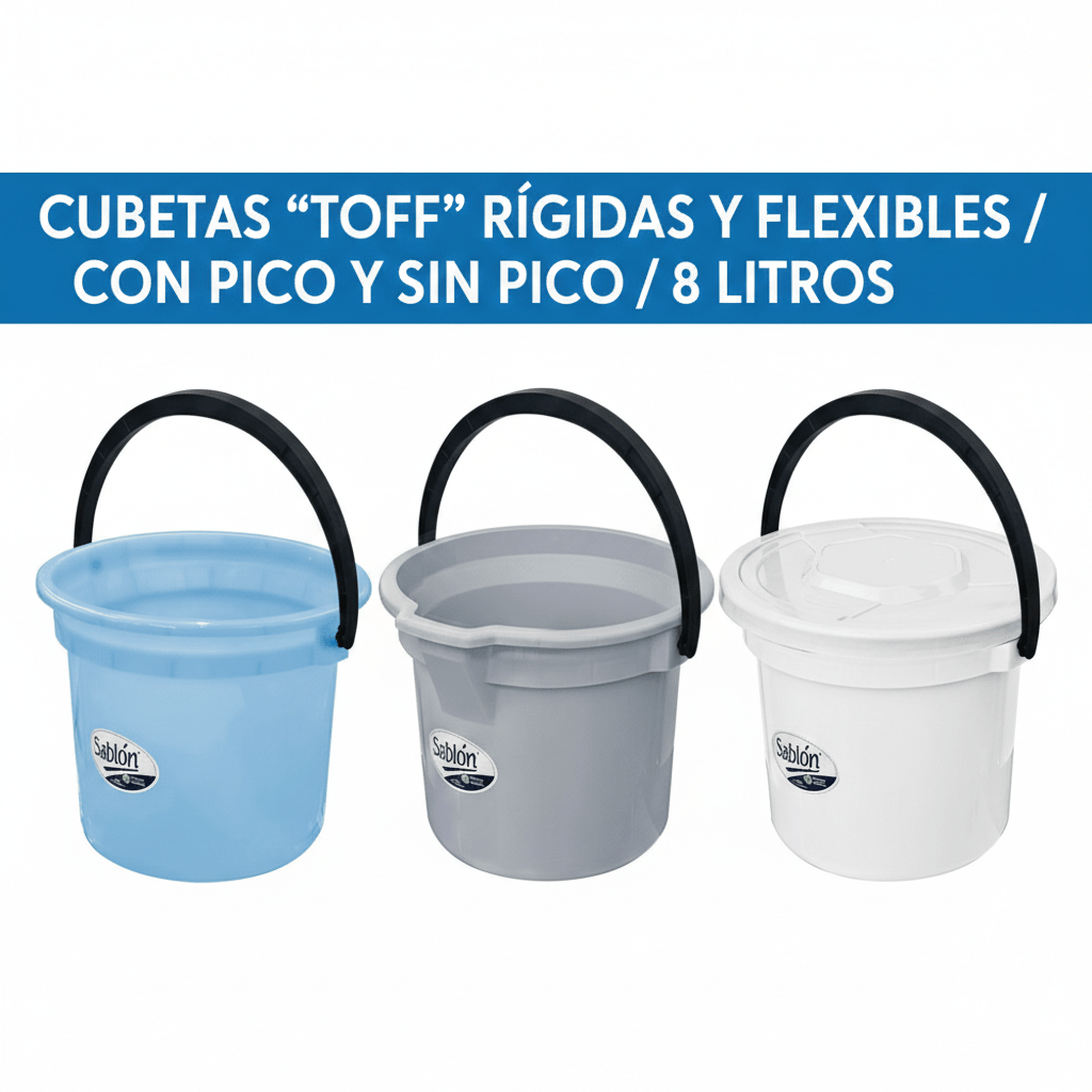 CUBETAS “TOFF” RÍGIDAS Y FLEXIBLES CON PICO Y SIN PICO 8 LITROS